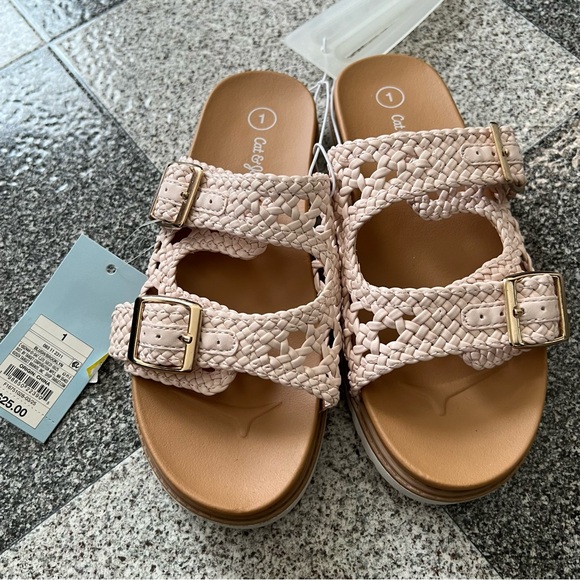 Cat & Jack Other - Cat & Jack Girl's Brooklyn Crochet Footbed Sandals- Blush Size 1